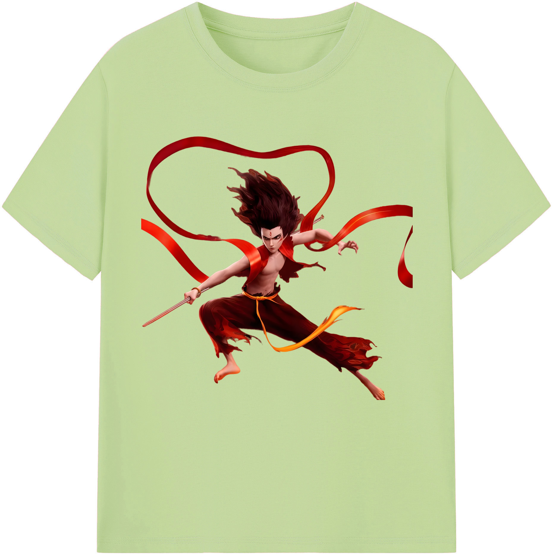 （画像用） Ne Zha 2 ナタ 魔童の大暴れ 綿100％半袖Tシャツ（フロントプリント）